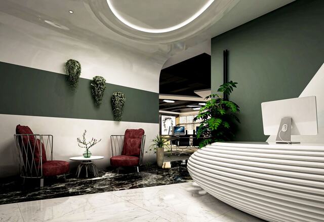A modern reception area
